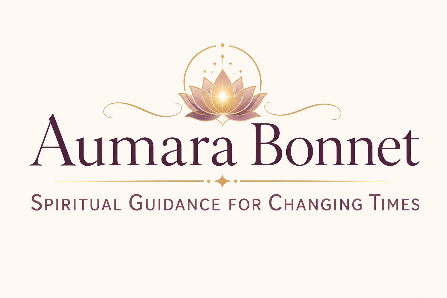 Logo Aumara Bonnt in Gold Text with a lotus flower in gold
