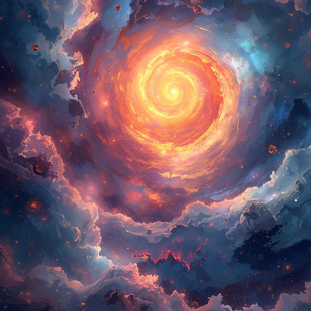 Mythical image of swirls of lights